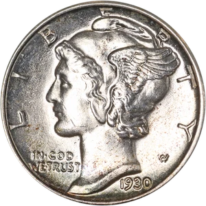 1930-P Mercury Dime - Full Split Bands Great Deals From The Executive Coin Compa - Picture 1 of 2