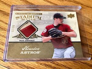 2008 UD A Piece Of History Stadium Scenes Gold Jersey Patch /25 Roy Oswalt