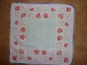 Vintage Taschentuch - Blumenmuster - 11 Zoll x 11 Zoll Baumwolle - Bild 1 von 3