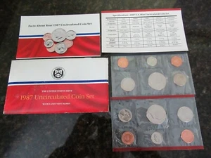 Juego de 10 monedas 1987 P&D como nuevas de Estados Unidos en sobre original - Imagen 1 de 3
