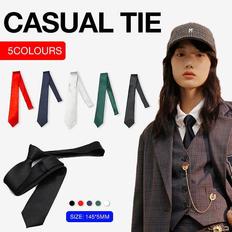 Mens SKINNY TIE Plain Wedding Slim Necktie Formal Casual Narrow Party men's ties - image 1 of 4