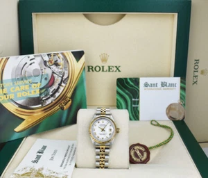 ROLEX Ladies 18kt Gold & SS DateJust White Roman Jubilee Band 69173 SANT BLANC - Picture 1 of 7