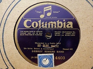 DEBROY SOMERS BAND - So Blue / Night Time Brings Dreams Of You 78 rpm disc - Picture 1 of 1