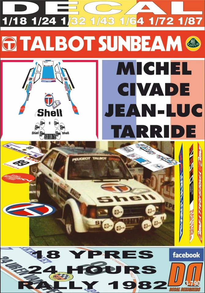 DECAL TALBOT SUNBEAM LOTUS M.CIVADE YPRES R. 1982 65th (04) - Immagine 1 di 1