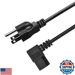 3 Prong leght Angle Power Cable 10ft Heavy Duty AC Cables forC13 Angle Type C - Photo 1/5