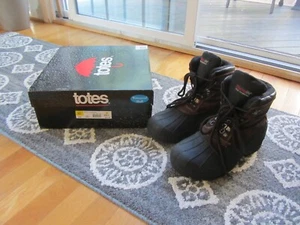 Mens/Boys TOTES Thermolite Insulated Waterproof Brown Suede Winter Snow Boots 9M - Picture 1 of 7