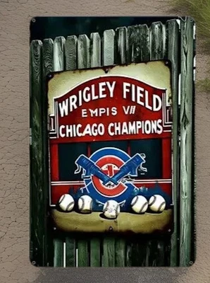 Wrigley Field Champions Cubs-Aluminum Wall Hanging Decorative Sign -new 12x8 - Image 1 of 2