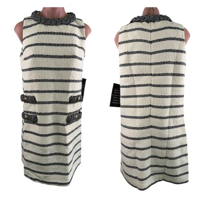 Tuckernuck Tweed без рукавов Jackie платье темно-синий полоски бежевый размер S новый с Ярлыками - Изображение 1 из 4