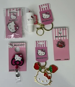 Hello Kitty Konvolut 2 Schlüsselanhänger, Abzeichen Clip, Charm & Pin Neu mit Etikett - Bild 1 von 6