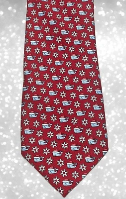 Vineyard Vines NAVIDAD ballenas ROJO corbata para hombre Snowy Santa copos de nieve 58" NUEVO CON ETIQUETAS Foto 1 de 4