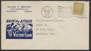 Cubierta patriótica 1943 'Back the Attack' AF Brophey CC Montreal - Imagen 1 de 2