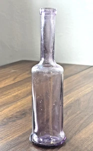 Antique 1890s Sun Turned Purple Classic Long Neck OLIVE OIL Peppersauce Bottle - Foto 1 di 13