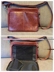 Bolso de Mano Gun Tote N Mama Oculto Marrón Cuero Tooled Cartera Organizador - Imagen 1 de 23