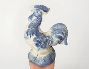 Gallo in ceramica pollo dipinto a mano blu cobalto alto 8" - Foto 1 di 4