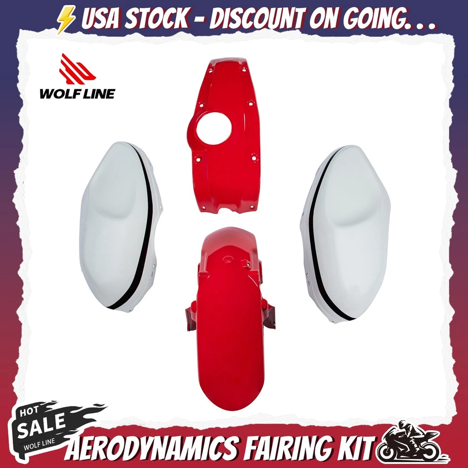 WOLFLINE Fairing Kit For Yamaha XSR 900 2016-2021 Red White ABS Plastic Bodywork Foto 1 de 4