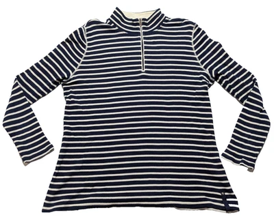 Lauren Ralph Lauren Active 女式 2XL 蓝色 Stiped 热敏 1/4 拉链套衫 — 第 1/4 张图片