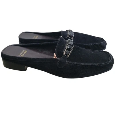 Mocasines de gamuza negra Stuart Weitzman tacón adornos de cristal talla 8,5 M Foto 1 de 4