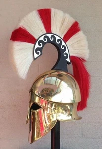 Medieval Wearable Greek Corinthian Helmet Free Leather Liner Brass Antique Helm - Picture 1 of 3
