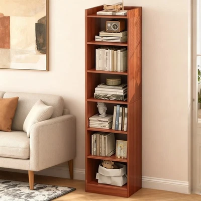 Narrow Bookshelf Walnut Look Bookcase Living Room Bedroom Office Shelf Storage - image 1 of 4