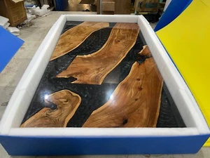 Epoxy Dining Table, Conference Table, Resin Table, Black Epoxy River Table - Picture 1 of 5
