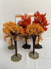 Lemax Lot Of 5 Autumn Trees Rust Med & Large Maple, Leaves Spooky Town Or Fall