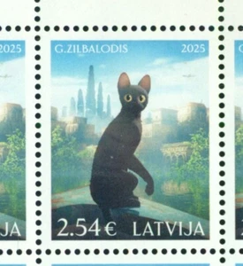 LATVIA 2025 STRAUME FLOW CARTOON CAT 2nd TYPE MULTI-LOT (read details) - Picture 1 of 2