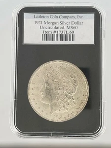 UNC 1921 Morgan Silver Dollar Littleton Holder BU Mint State - Picture 1 of 3