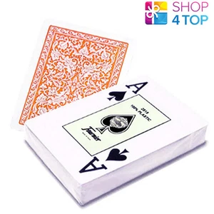 FOURNIER 2818 100% PLASTIC CASINO PLAYING POKER CARDS DECK ORANGE MADE IN SPAIN - Picture 1 of 2