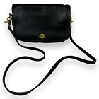 Vintage COACH Penny Pocket Black Leather Crossbody Handbag Turnlock