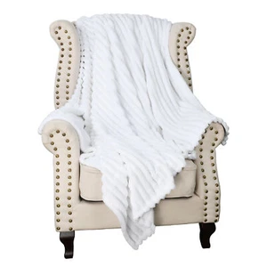 Plush Fleece Throw Blanket Super Soft Lightweight Couch Sofa Bed 50"x60" - Picture 1 of 5