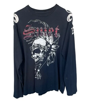 Smet Christian Audigier 衬衫男式大号 Y2K Skull Fleur Born on the Street  — 第 1/4 张图片