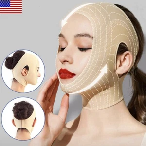 Reusable V Line Face Slimming Double Chin Reducer Mask Lifting Belt Anti-Wrinkle - Picture 1 of 12