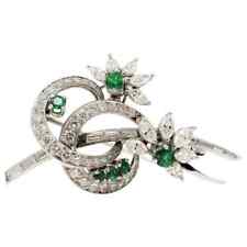 Excellent Green Emerald & White CZ 3.70 CT Women's 935 Silver Awesome Brooch Pin