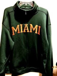 Men's Miami Hurricanes Full Zip Jacket Green/Orange Size XL  Warm Comfort - Picture 1 of 8