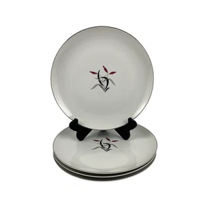 Trend China Debonair Dinner Plates Set of 4 VTG Red Flower Black Leaves Japan - Picture 1 of 12