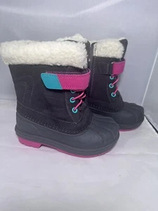 Girl's Gray Winter Snow Boots Thermolite Side Zips Toddler Size 8 - Picture 1 of 9