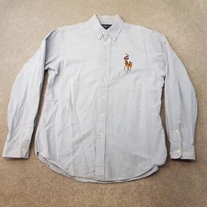 Ralph Lauren Mens Shirt Large Blue Denim Big Pony Light Wash Western Cowboy - Picture 1 of 10