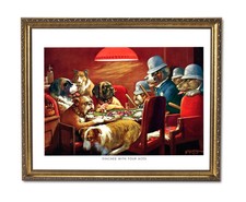 Dogs Playing Poker At Table #6 Wall Picture Gold Framed Art Print