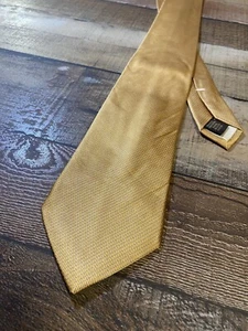 Tasso Elba Men's Necktie Tie Silk Handmade Yellow Subtle Blue Stripes 59”x3.25” - Picture 1 of 6