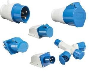 240V 16A 3 PIN BLUE IINDUSTRIAL PLUGS & SOCKETS IP44 - Picture 1 of 7