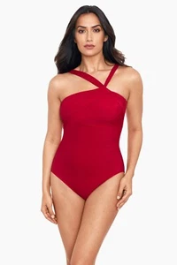 Traje de baño Miraclesuit Rock Solid Europa con aros de una pieza rojo 6537021 EE. UU. 8 NUEVO - Imagen 1 de 2