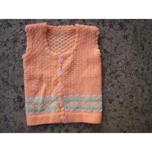 Vintage 60s Baby Peach Sweater Vest 0-3 Months - Picture 1 of 5