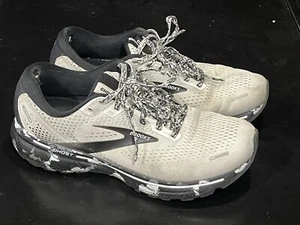 Brooks Ghost 14 Womens Size 9.5 Running Shoes White Black Camo Athletic Sneakers - Picture 1 of 7