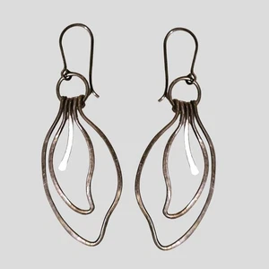Vintage Modernist Silver Tone Abstract Drop Dangle Earrings 2.5" Statement... - Picture 1 of 2