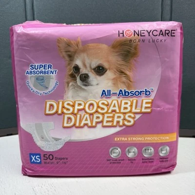Универсальные одноразовые подгузники для собак женского пола очень маленький размер, улучшенные, 50 штук XS - Изображение 1 из 4