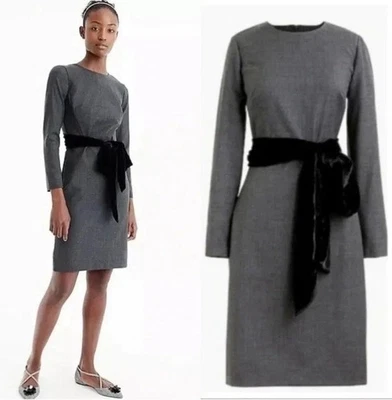 J Crew Womens Dress Day to Night  Wool Blend Velvet Belt Gray size P 00 - Image 1 of 4