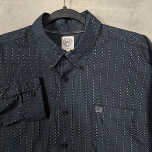 Cinch Shirt Mens Medium Polka Dot stripes Long Sleeve Western Cowboy Long Sleeve - Picture 1 of 11