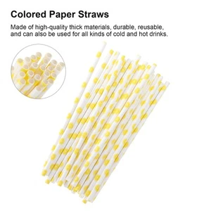 50pcs Beverage Straws Fruit Pattern Biodegradable Paper Straws For Beach ~ - Picture 1 of 22