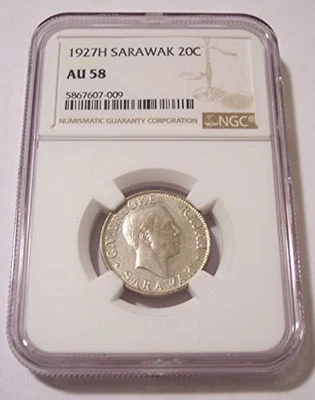 Sarawak (Malaysia) Charles V Brooke Silver 1927 H 20 Cents AU58 NGC - Image 1 of 4