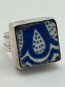 Anillo de azulejos de plata esterlina Eco of the Dreamer talla 8 - Imagen 1 de 16